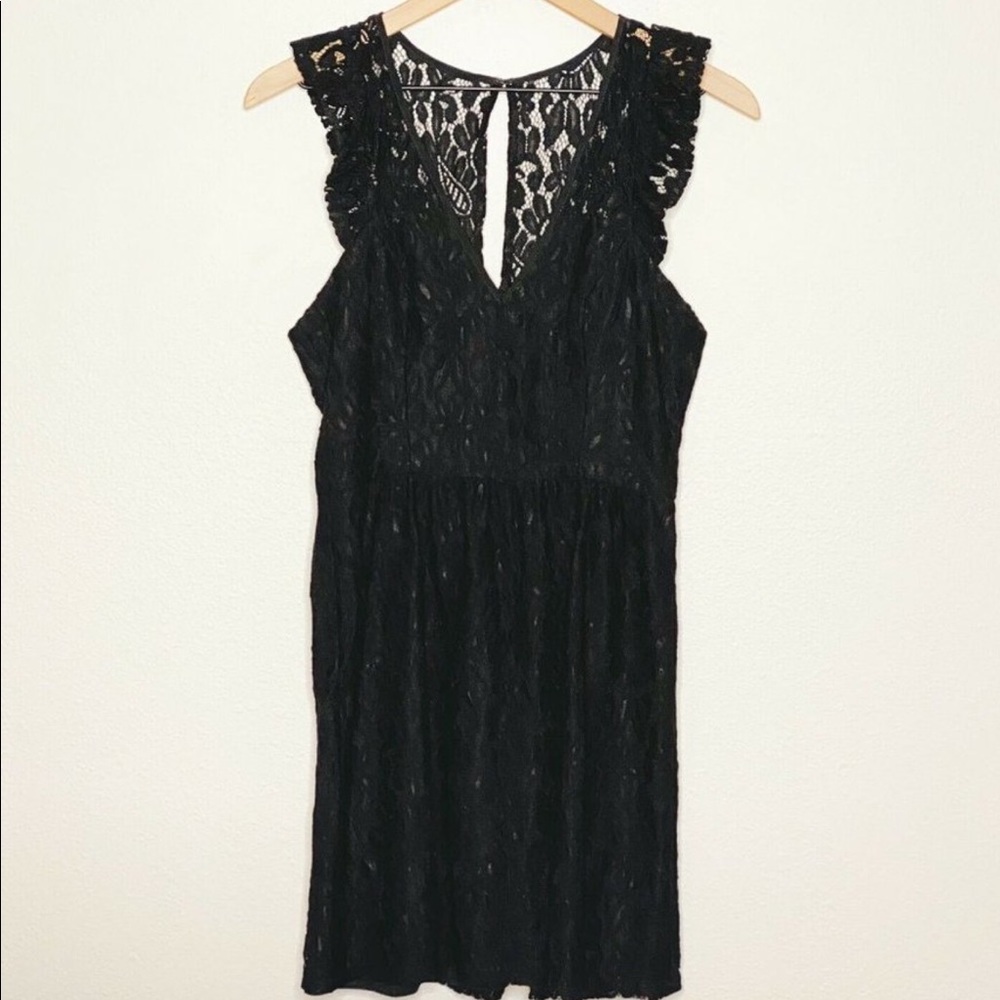 BCBGeneration Floral Lace Flutter Sleeve Dress